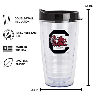 South Carolina 16oz Flipside Dbl Wall Clear Tumbler