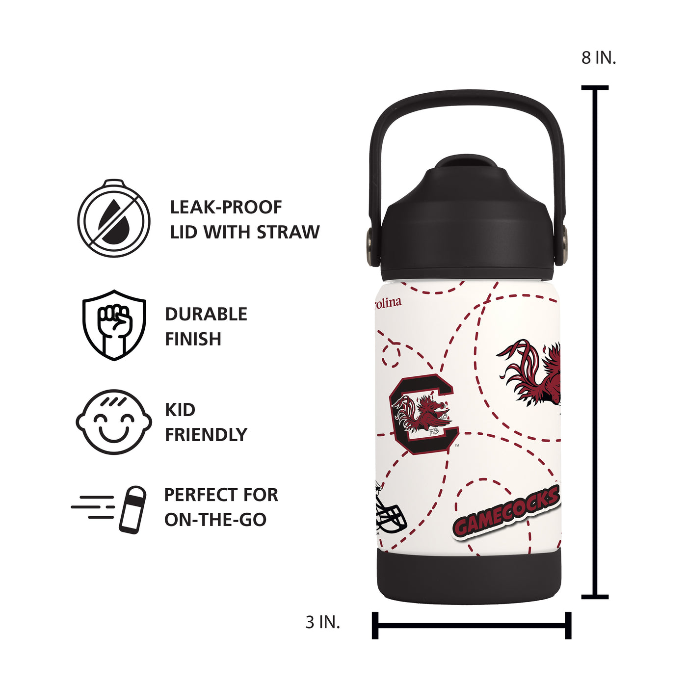 South Carolina 12oz Mascot SS Kids Bottle
