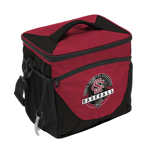 South Carolina/OHT Baseball 24-can cooler by Logo Brands, insulated cooler bag with baseball-themed design for outdoor use.