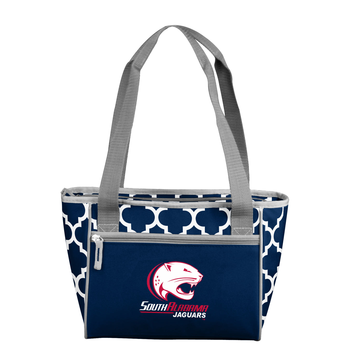 South Alabama Quatrefoil 16 Can Cooler Tote