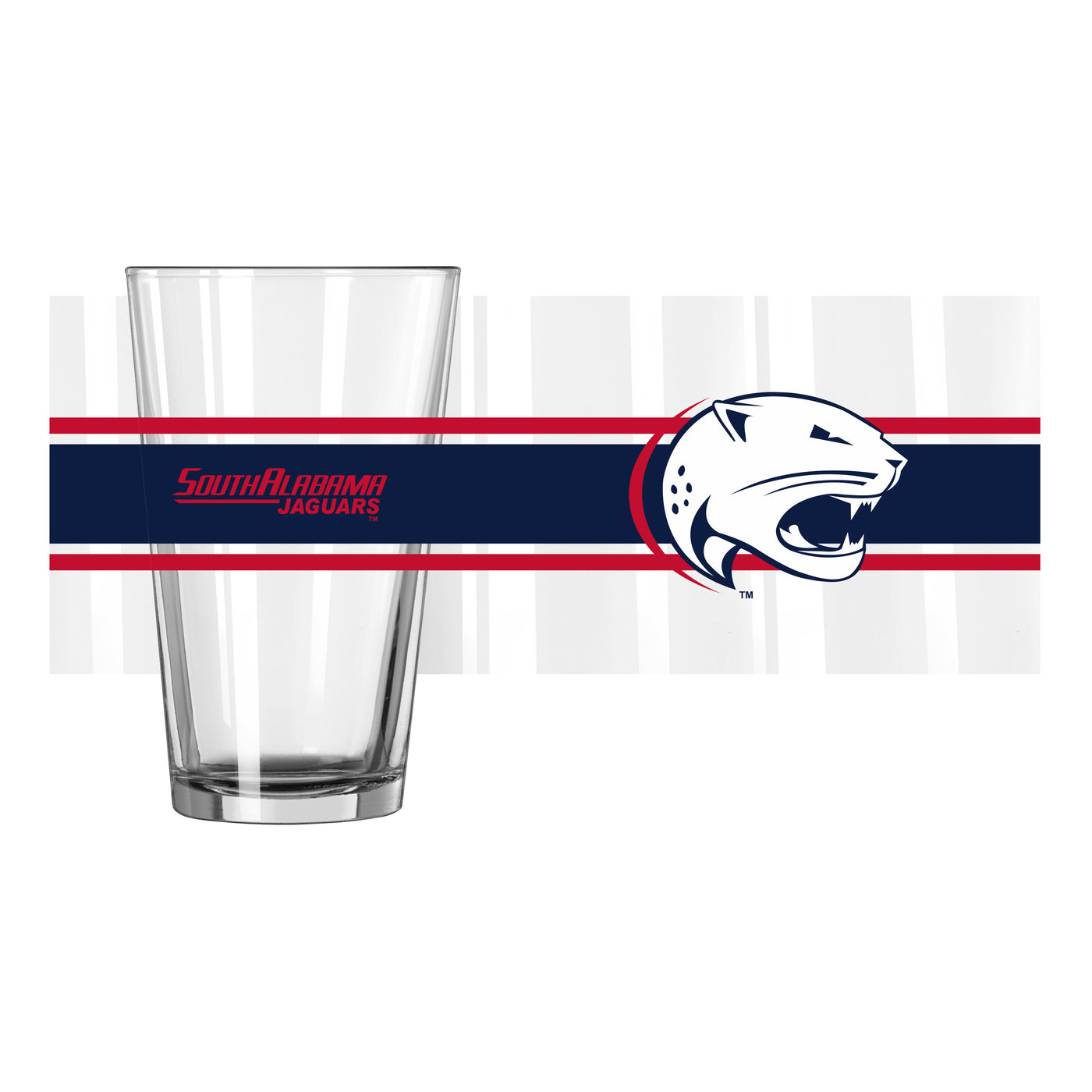 South Alabama 16oz Stripe Pint Glass