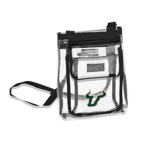 South Florida Gameday clear crossbody bag by Logo Brands, featuring transparent design and adjustable strap for stadium security.