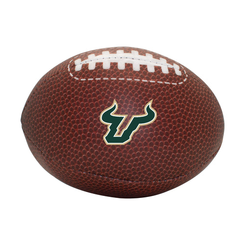 South Florida Composite Brown Micro Soft Football by Logo Brands, recreation football with textured surface and white laces.