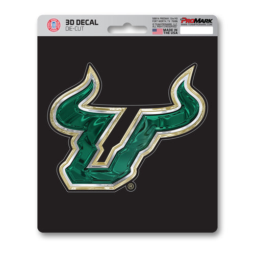 University of South Florida 3D decal sticker by Logo Brands, featuring the USF Bulls logo in vibrant 3D design.