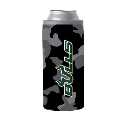 South Florida Black Camo 12oz Slim Can Coolie