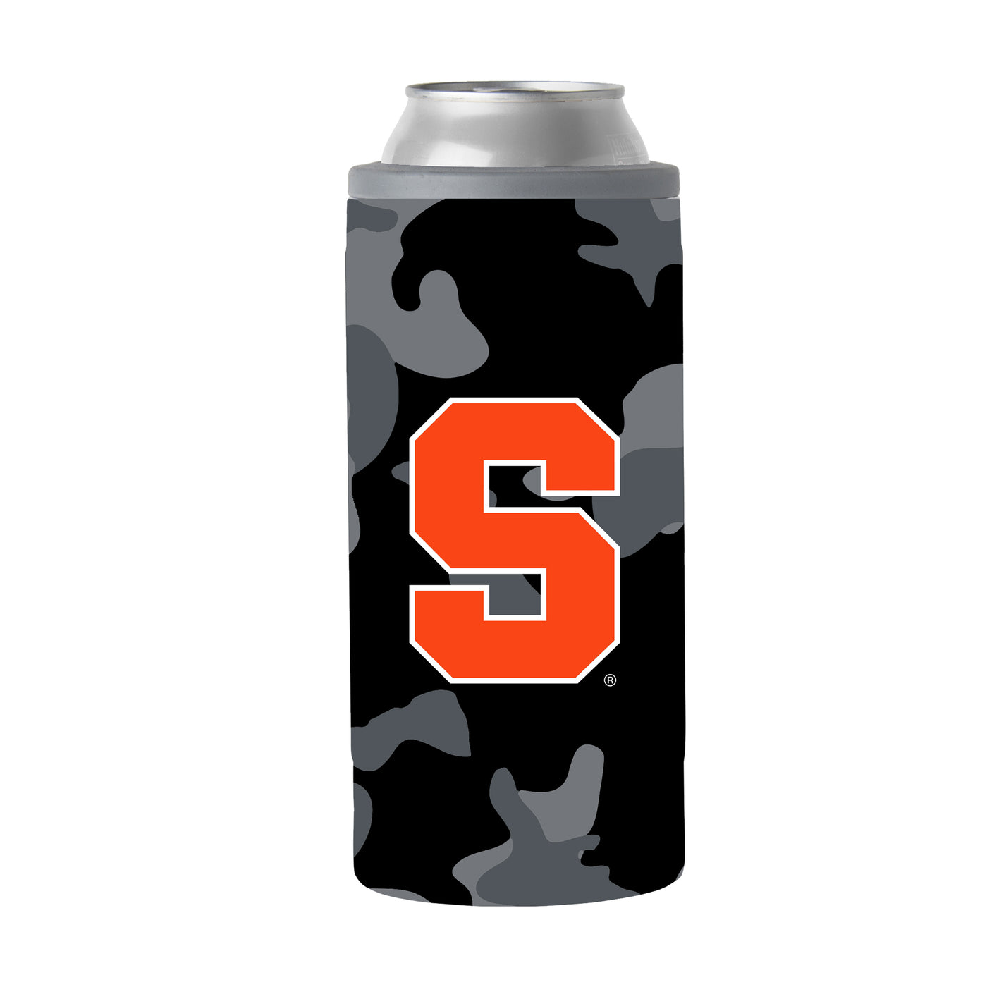 Syracuse Black Camo 12oz Slim Can Coolie