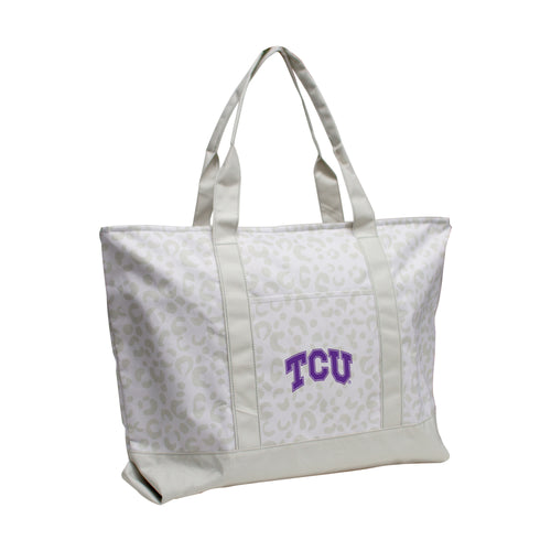 Leopard pattern tote bag by Logo Brands featuring spacious design and sturdy handles, perfect for everyday use.