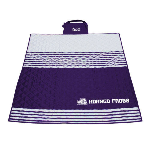 TCU outdoor blanket by Logo Brands, soft and warm blanket with TCU logo, perfect for outdoor activities and picnics.