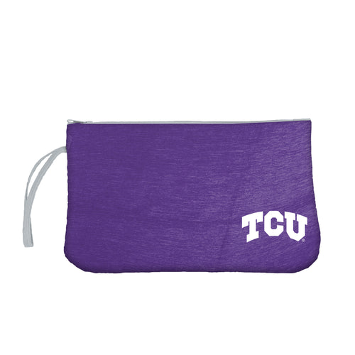 Black TCU Crosshatch Wristlet bag by Logo Brands with textured crosshatch pattern and wrist strap for easy carrying.