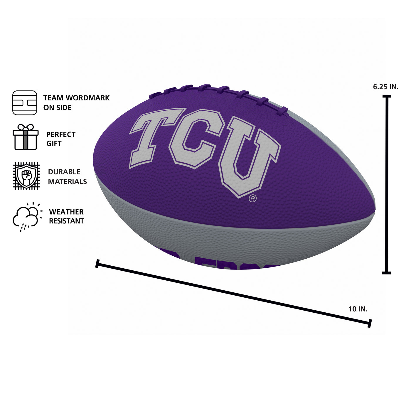 TCU Pinwheel Junior Size Rubber Football