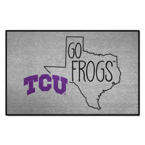Texas Christian University starter mat by Logo Brands featuring TCU logo and Southern style design, ideal for fan display.