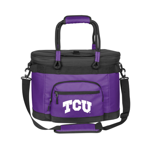 TCU 35 Can Flex Cooler by Logo Brands, portable soft cooler with adjustable straps and multiple compartments.