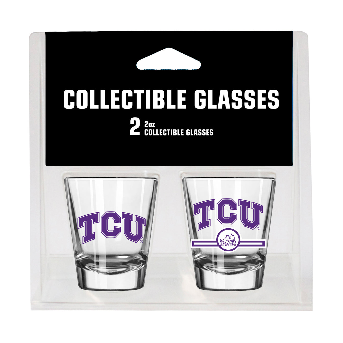 TCU Campus Colors 2oz Letterman Shot Glass 2 Pack