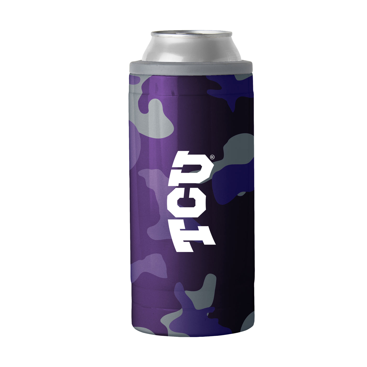 TCU 12oz Camo Swagger Slim Can Coolie