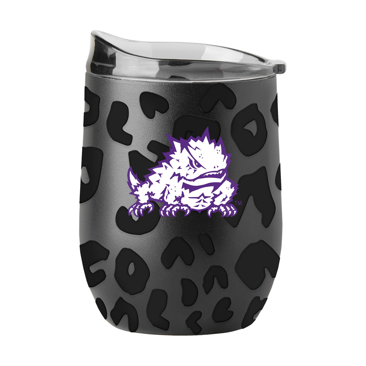 TCU Leopard 16oz Black Powdercoat Curved Beverage