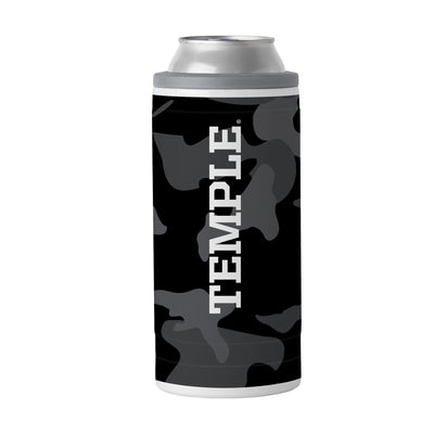 Temple Black Camo 12oz Slim Can Coolie