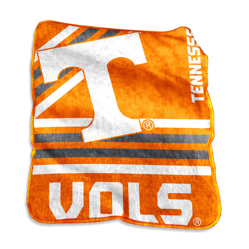 Soft Tennessee Raschel throw blanket by Logo Brands with intricate knit pattern, ideal for cozying up on a couch or bed.
