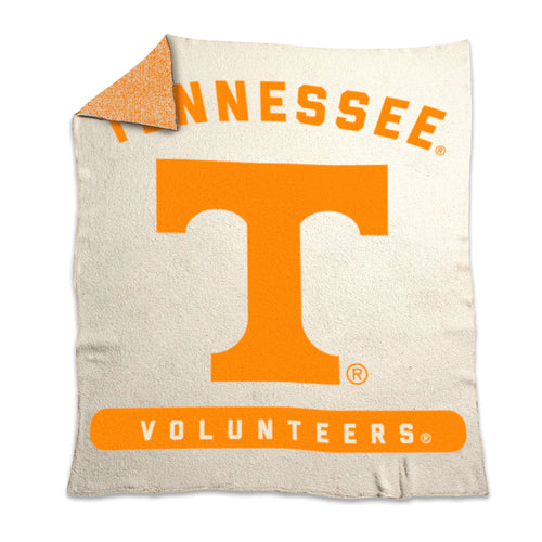 Tennessee Prime Luxe Dreams throw blanket by Logo Brands featuring soft, plush fabric with Tennessee Volunteers logo design.
