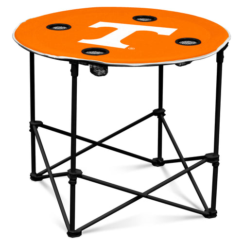 Round Tennessee-themed wooden table by Logo Brands, featuring a classic design suitable for dining or living spaces.
