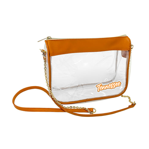 Tennessee Hype clear bag by Logo Brands, transparent tote with team logo and tan accents, ideal for sports events.