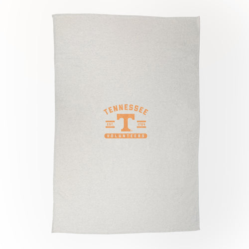 Tennessee Oatmeal Sweatshirt Blanket by Logo Brands, soft cozy blanket featuring Tennessee logo and oatmeal color.