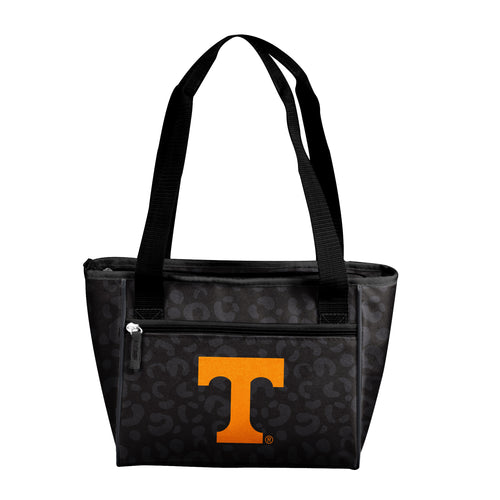 Tennessee Leopard Print 16 Can Cooler Tote by Logo Brands, insulated cooler bag with leopard pattern and carry handle.