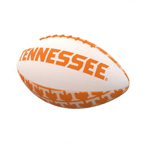 Mini rubber football in orange with white laces, designed for recreation, by Logo Brands, Tennessee Repeating pattern.