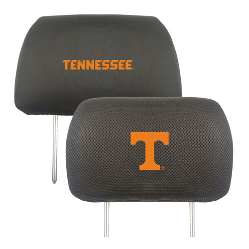 University of Tennessee logo headrest cover for auto seats, made by Logo Brands, fits standard vehicle headrests.