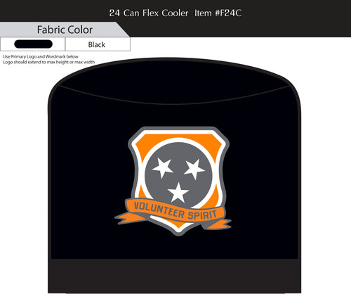 Tennessee 24 Smokey Grey Logo Brands can flex cooler with insulated design and adjustable strap, ideal for outdoor events.