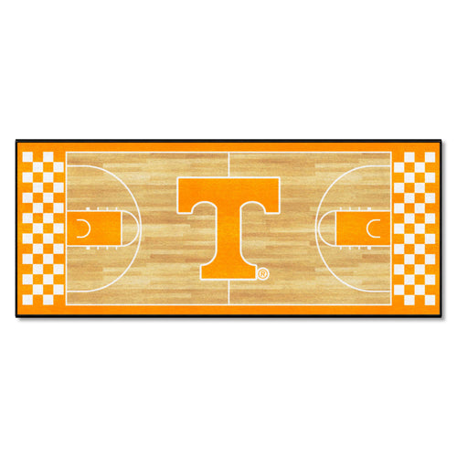 University of Tennessee NCAA basketball runner mat by Logo Brands, featuring orange and white Tennessee logo and basketball design.