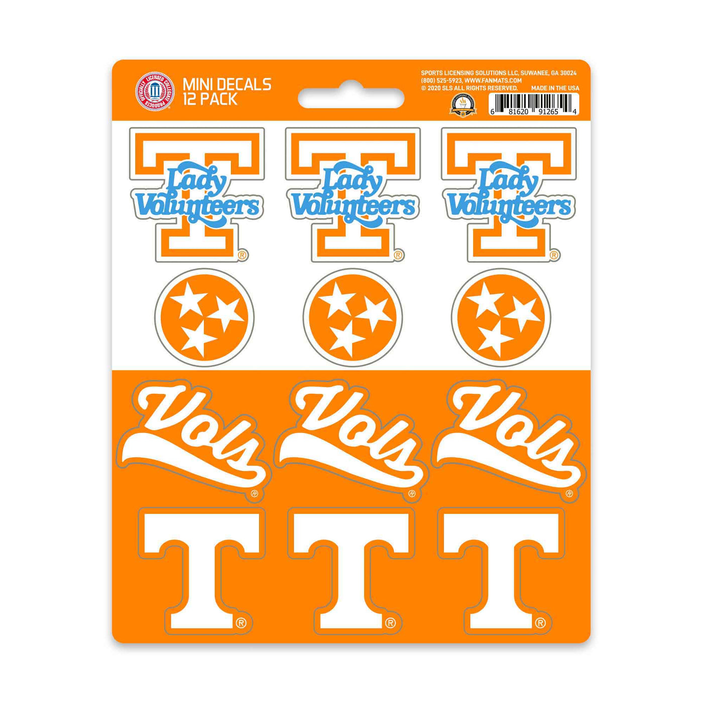 University of Tennessee Mini Decal 12-pk