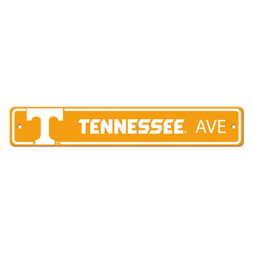 University of Tennessee street sign for mancave decor, branded Logo Brands, with vibrant orange and white Tennessee logo design.