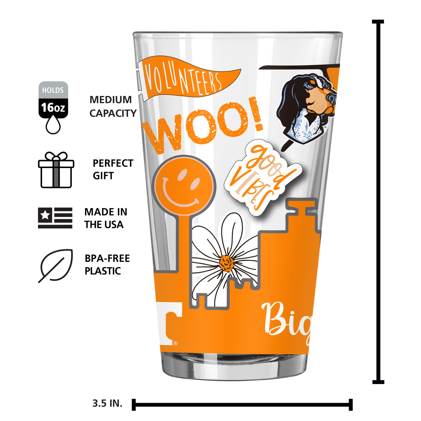Tennessee 16oz Native Pint Glass