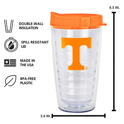Tennessee 16oz Flipside Dbl Wall Clear Tumbler