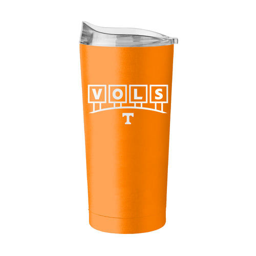 Tennessee Block Sign 20oz powder coat tumbler with Tennessee map design, durable drinkware by Logo Brands.
