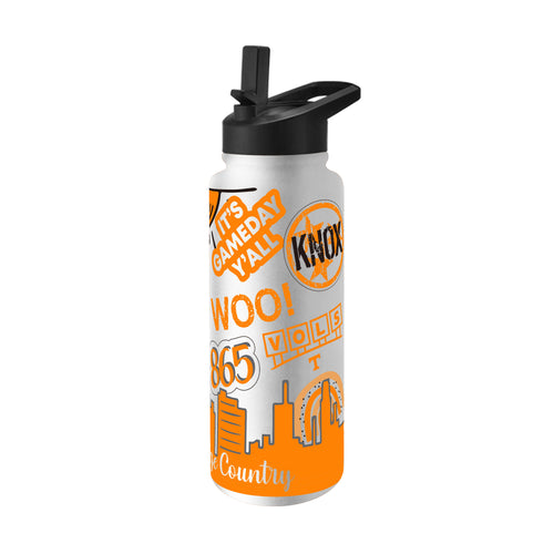 Tennessee 34oz Native Quencher Bottle by Logo Brands, durable drinkware with a colorful Tennessee logo design and screw-on lid.
