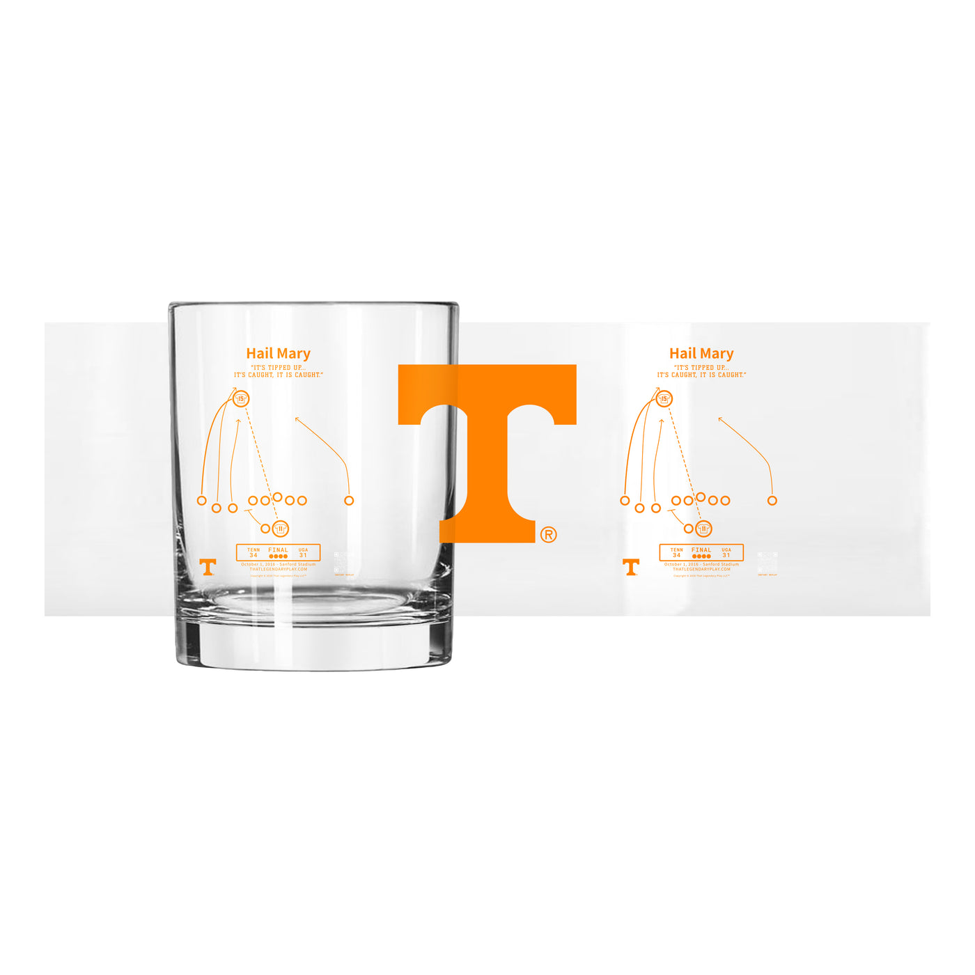 Tennessee Legendary Play 14oz Hail Mary Rocks Glass