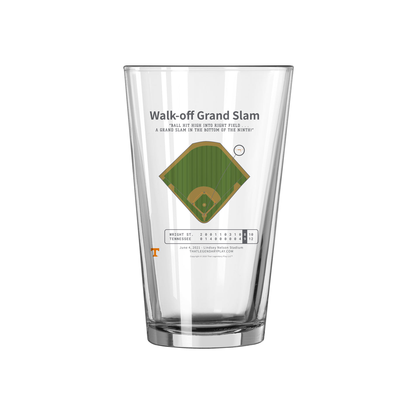 Tennessee Legendary Play Walk-off Grand Slam 16oz Pint Glass - Logo Brands