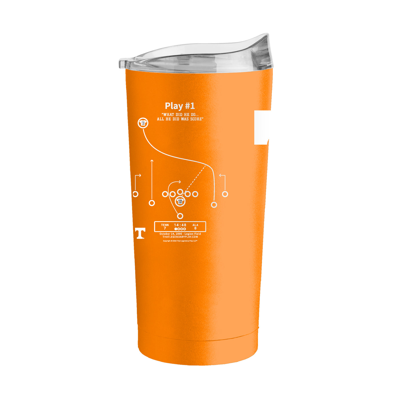 Tennessee Legendary Play #1 Tangerine 20oz Powder Coat Tumbler