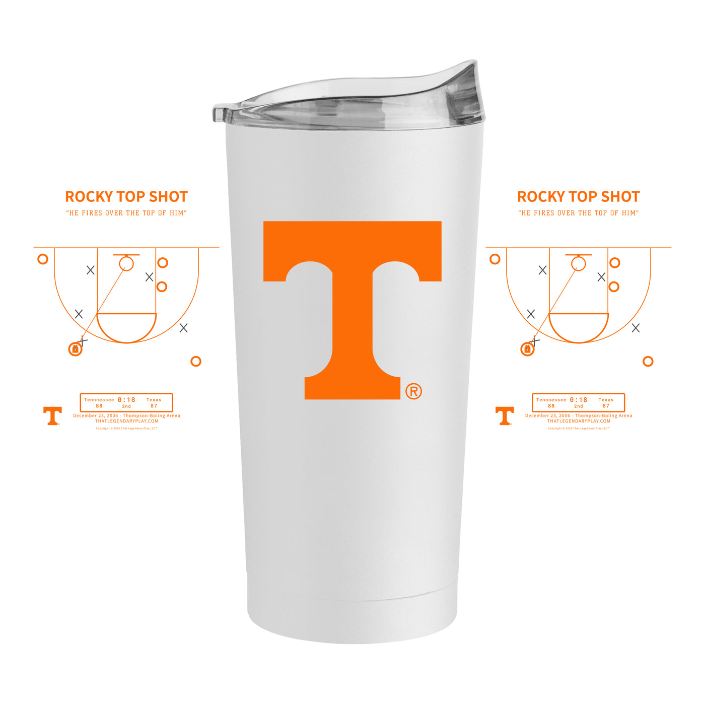 Tennessee Legendary Play Rocky Top Shot 20oz Powder Coat Tumbler