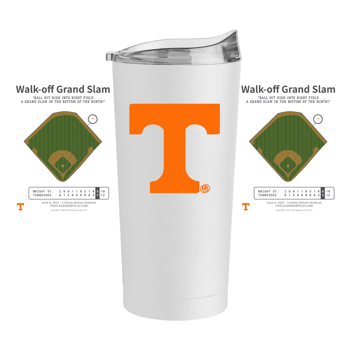 Tennessee Legendary Play Walk-off Grand Slam 20oz Powder Coat Tumbler