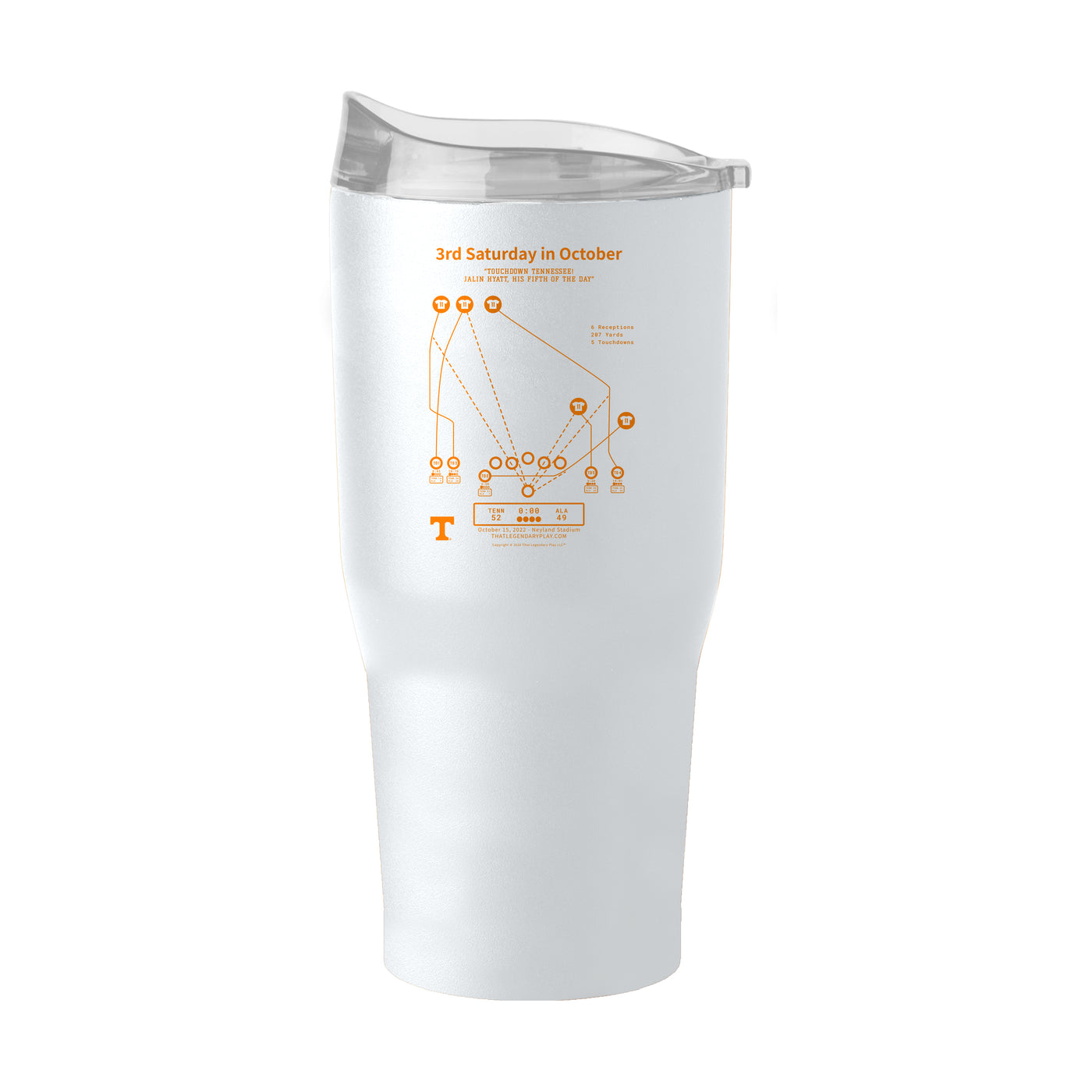 Tennessee Legendary Play 30oz 3rd Saturday in October Powder Coat Tumbler