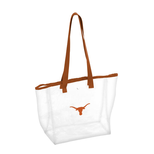 Clear tote bag with Texas Stadium logo, durable bags for sporting events or stadium security, transparent design with logo branding.