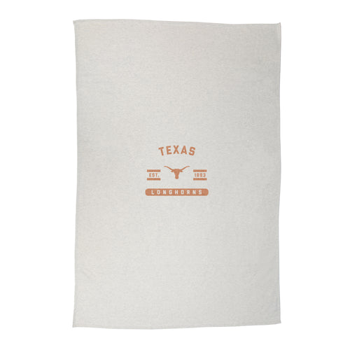 Texas Oatmeal Sweatshirt Blanket from Logo Brands, soft and cozy with a sweatshirt-style design, displayed folded on a neutral background.