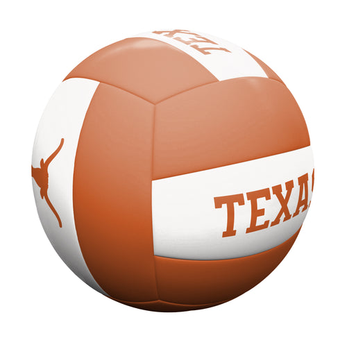 Texas Volleyball recreation ball by Logo Brands, showing the colorful Texas-themed design on outdoor volleyball surface.