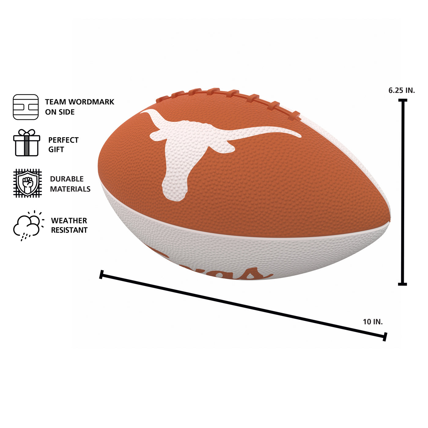 Texas Pinwheel Logo Junior Size Rubber Football - Logo Brands