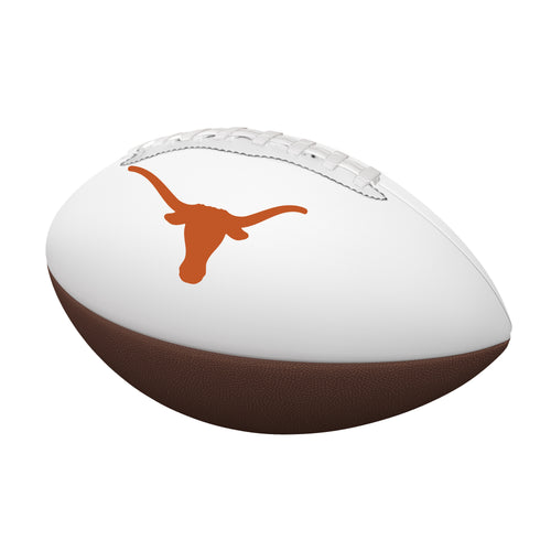 Texas Mini Autograph Football by Logo Brands, a recreation football with authentic autograph details, suitable for display.