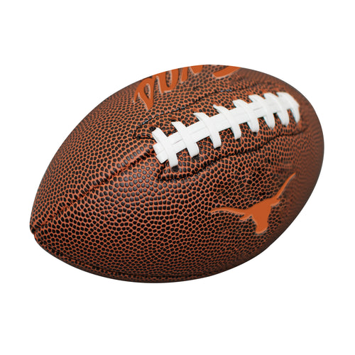 Mini Texas composite football by Logo Brands, showing its textured surface and compact size for recreational play.