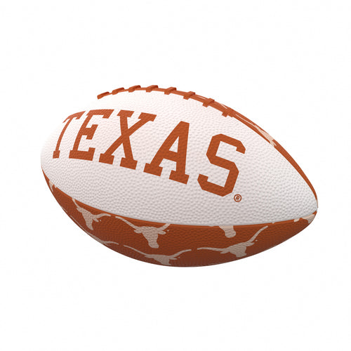 Texas Repeating Mini-Size Rubber Football by Logo Brands for recreation, showing close-up of the mini rubber football on display.