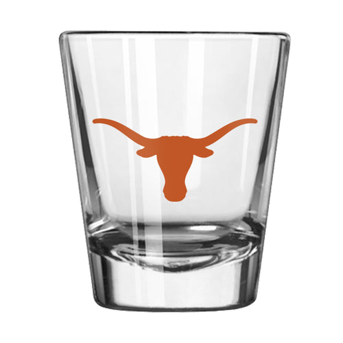Texas Gameday shot glass by Logo Brands, 2oz drinkware featuring team logo and Texas themed design.
